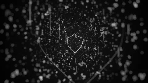 Digital background: Cyber security on red background with shield icon. Security Stock Illustration