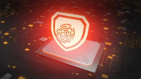 Digital background: Cyber security on red background with shield icon. Securi Illustrazione stock