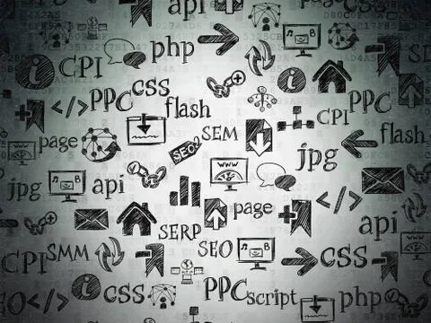 Digital background: Digital Paper with  Hand Drawn Site Development Icons 库存插图