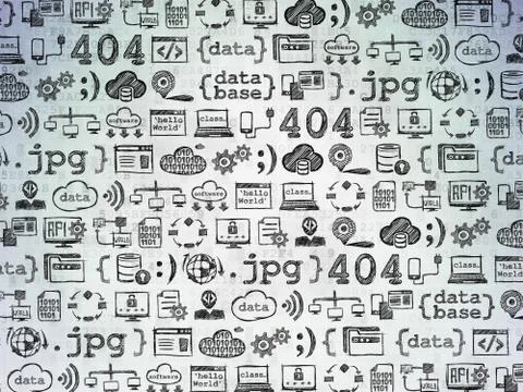 Digital background: Digital Paper with  Hand Drawn Programming Icons イラスト素材