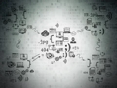 Digital background: Digital Paper with  Hand Drawn Programming Icons 스톡 일러스트