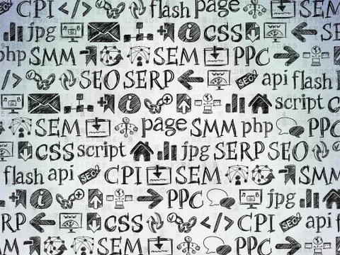 Digital background: Digital Paper with  Hand Drawn Site Development Icons Illustrazione stock