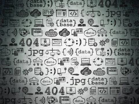 Digital background: Digital Paper with  Hand Drawn Programming Icons 스톡 일러스트