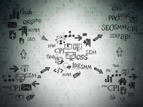 Digital background: Digital Paper with  Hand Drawn Site Development Icons 库存插图
