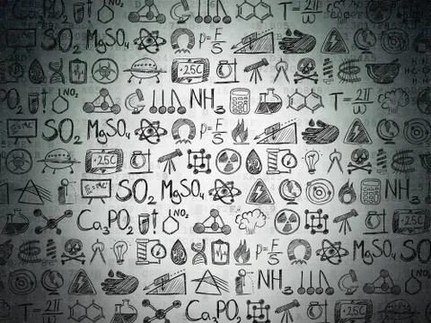 Digital background: Digital Paper with  Hand Drawn Science Icons Stock Illustration