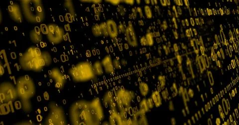 Digital background with dynamic yellow numbers Stock Illustration