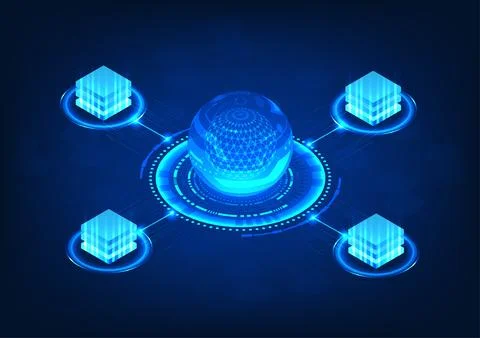 Digital background featuring an artificial intelligence circle as data and .. Stock Illustration