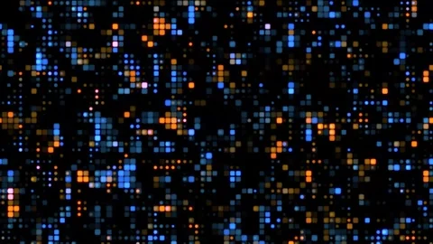 Digital Background Glowing Blue and Orange Square Pixels Video stock 345972999