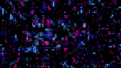 Digital background glowing blue and pink led pixels with glassmorphism Stock-Footage 345973036