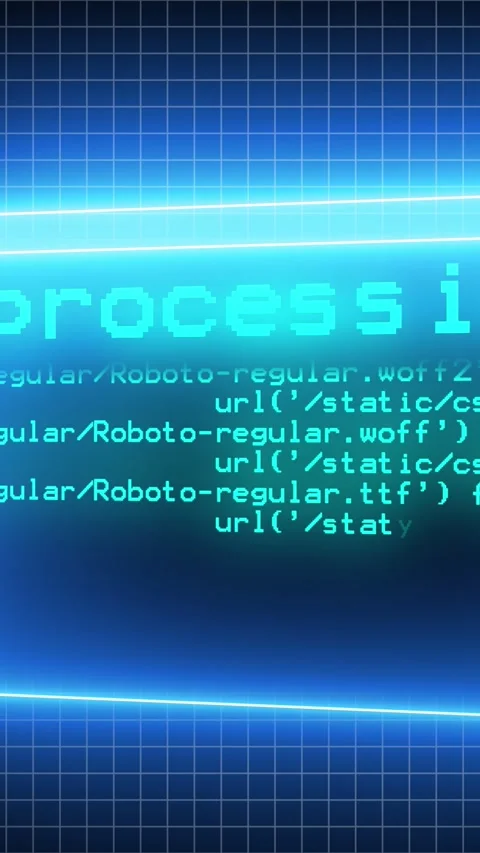 Digital background with glowing blue code snippets and futuristic text anim.. Stock Footage 308818396