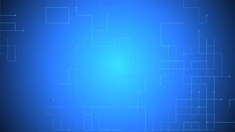 Digital background, with glowing cyan, circuit board lines, interconnected .. Stock Illustration