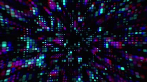 Digital background glowing neon square particles Video stock 345972988