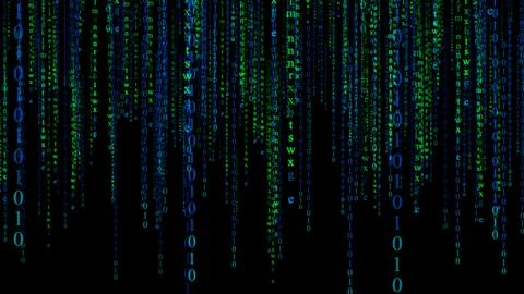 Digital background green matrix. Binary Matrix style program. Stream of Decim Stock Illustration