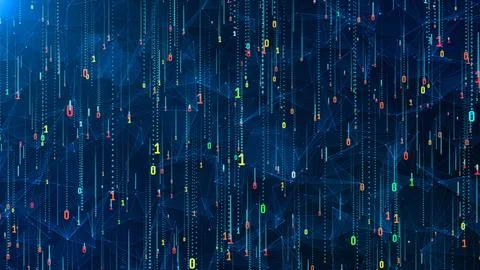 Digital background green matrix. Binary Matrix style program 库存插图