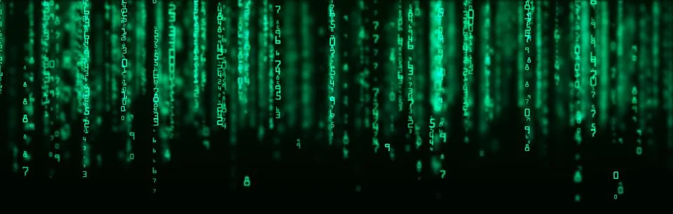 Digital background green matrix. Coding or hacking concept. Flow of random .. Stock Illustration