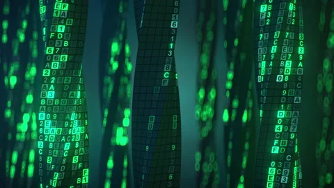 Digital background green matrix seamless loop 3D render animation Stock Footage 168285249