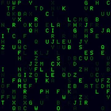 Digital background. Green sparse alphabet letters background. Small sized s.. Stock Illustration