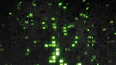 Digital background of the many black-green squares Stock Footage 89347307