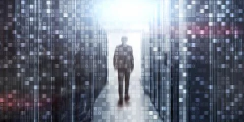 Digital background matrix information technology and internet concept. Illustrazione stock