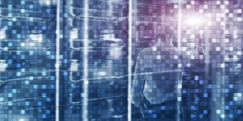 Digital background matrix information technology and internet concept. Stockfoto's