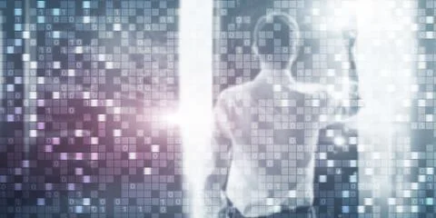 Digital background matrix information technology and internet concept Stock Photos