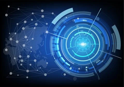 Digital background with modern point global network connection on world, conc Stock Illustration