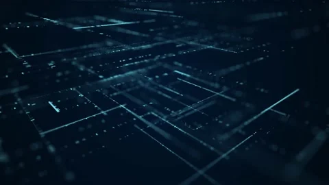 Digital background with moving glowing particles. Big data visualization. 스톡 동영상 149404325