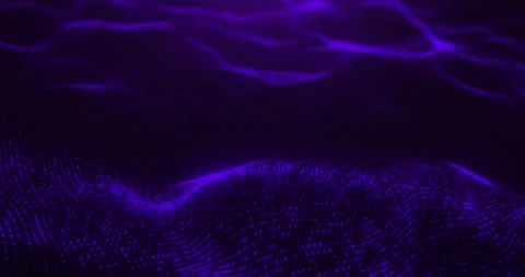 Digital background of moving particles and waves in purple, 4k, perfect loop. Stock Footage 240998530