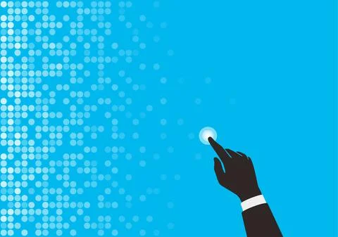 Digital background, Pattern of QR code, polka dots. finger touching the scree Illustrazione stock