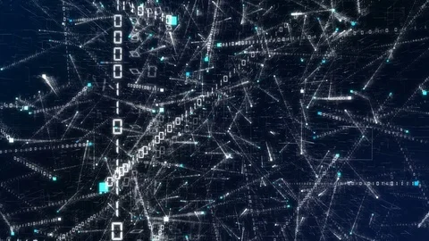 Digital background of random flying binary code. Abstract 3D rendering of a Stock Footage 83204585