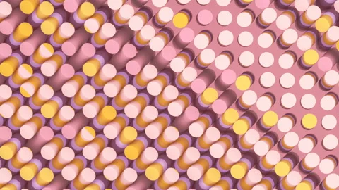 Digital background seamless loop wave animation of many cylinders. 3d rendering Stock-Footage 204084579