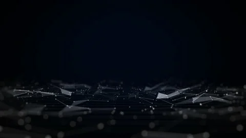 Digital background of slow motion dots and lines. Abstract plexus technology con Stock Footage 155849013