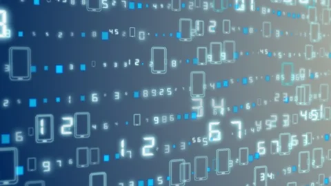 Digital background with tablets and computing operations. Binary code Video stock 107102603