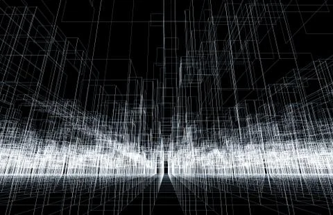 Digital background texture with 3d wire frame Stock Illustration