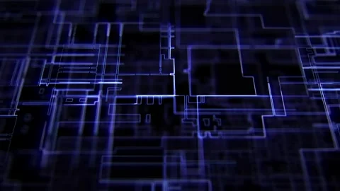 Digital background with transparent screen surface and glowing blueprint Stock Footage 279567108