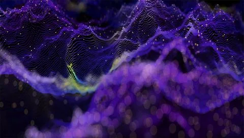 Digital background, violet dot waves, blurred anamorph. Stock Illustration