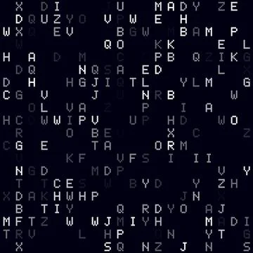 Digital background. White sparse alphabet letters background. Small sized s.. 库存插图