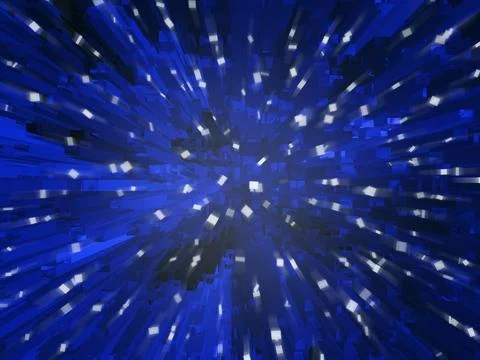 Digital background with white squares, blue rays. 库存插图