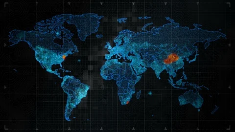 Digital Background World map hologram virus spread Stock Footage 129650892