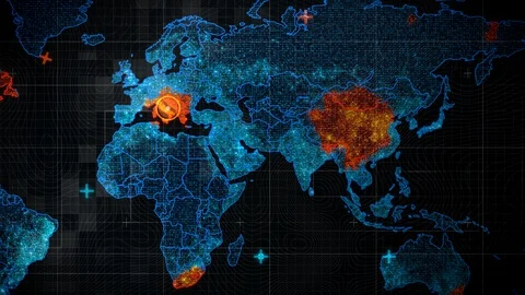 Digital Background World map hologram virus spread Zoom out from Asia Stock Footage 130101695