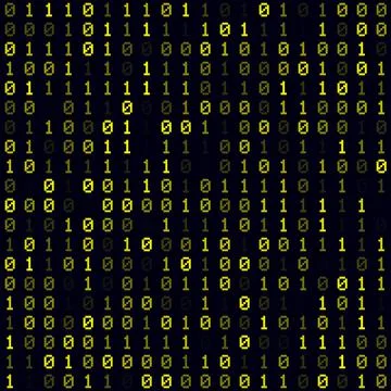 Digital background. Yellow filled binary background. Small sized seamless pat Stockillustratie