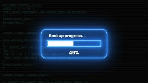 Digital backup progress bar neon loading animation isolated on black background Stock Footage 345950105