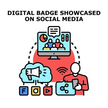 Digital badge showcasing online learning achievements and recognition Stock Illustration