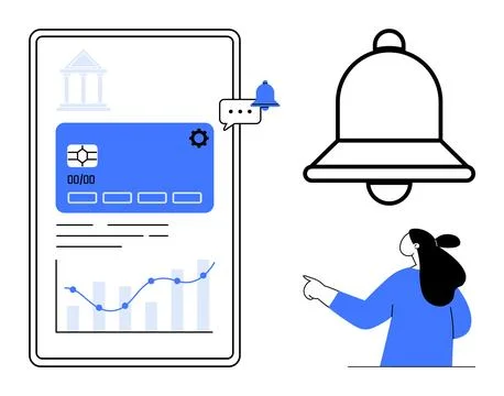 Digital Bank Notification Interface with User and Bell Icon Stockillustratie