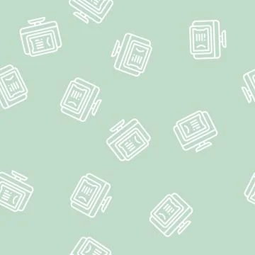 Digital bank safe line vector seamless pattern Stock Illustration