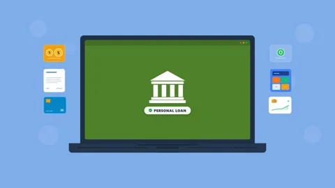 Digital banking and personal loan application on laptop screen. 4K 스톡 동영상 342387534