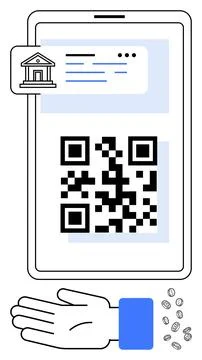 Digital Banking Concept with QR Code for Secure Transactions and Mobile Payment 스톡 일러스트