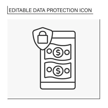 Digital banking line icon Stock Illustration