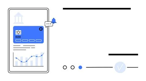 Digital Banking Mobile App Interface with Card Management and Financial Ana.. 스톡 일러스트
