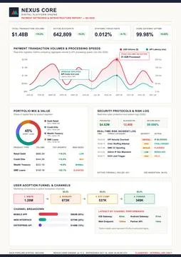 Digital Banking Performance Report Dashboard with Financial Data and Analytic Illustrazione stock